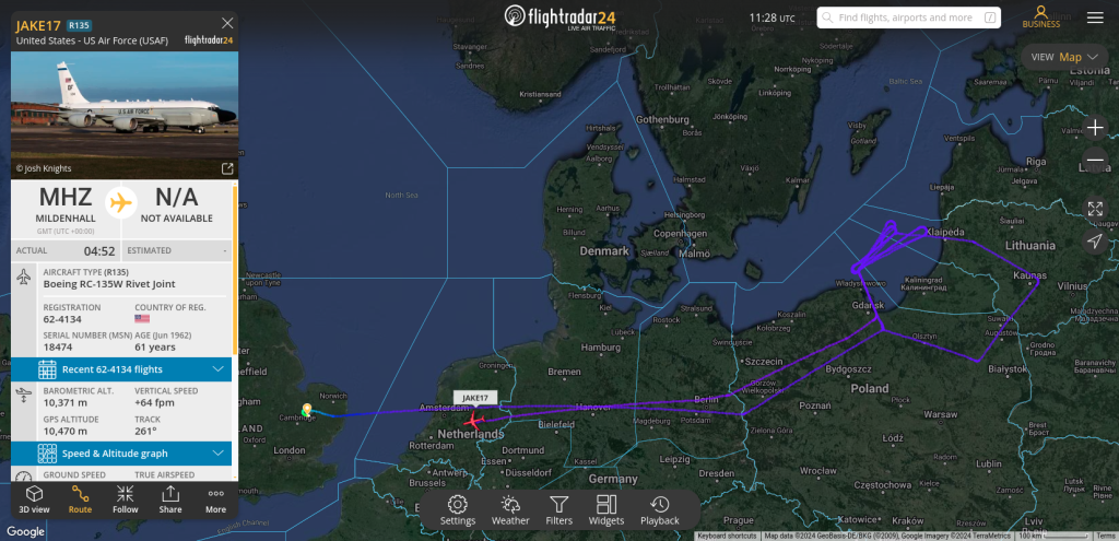 20 februari 2024, Nav(t)o toestel vliegt rondjes om Russiche enclave.